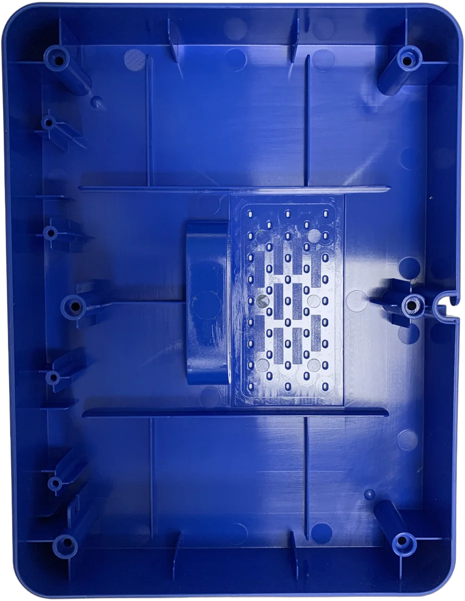Blue plastic enclosure base