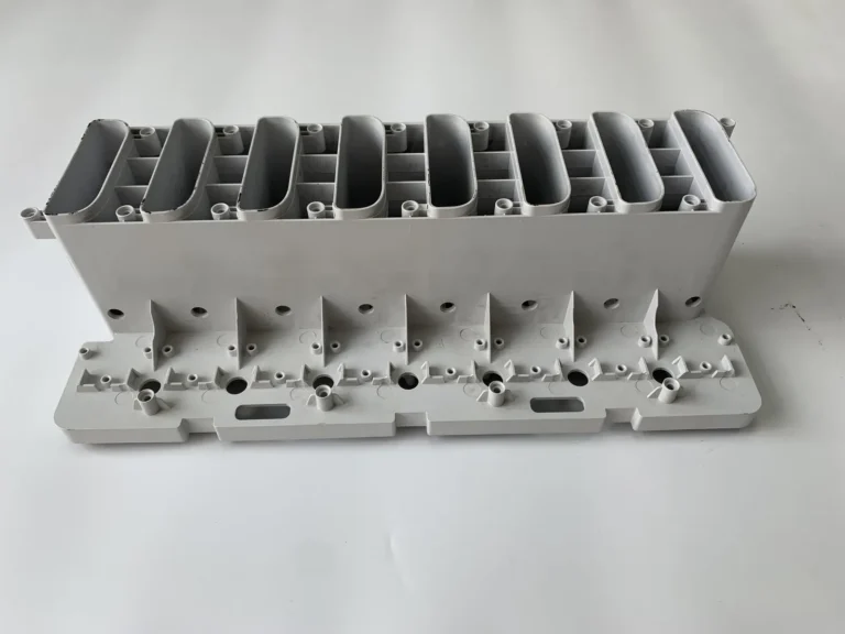 Multi-cavity injection mould plate prepared for trials
